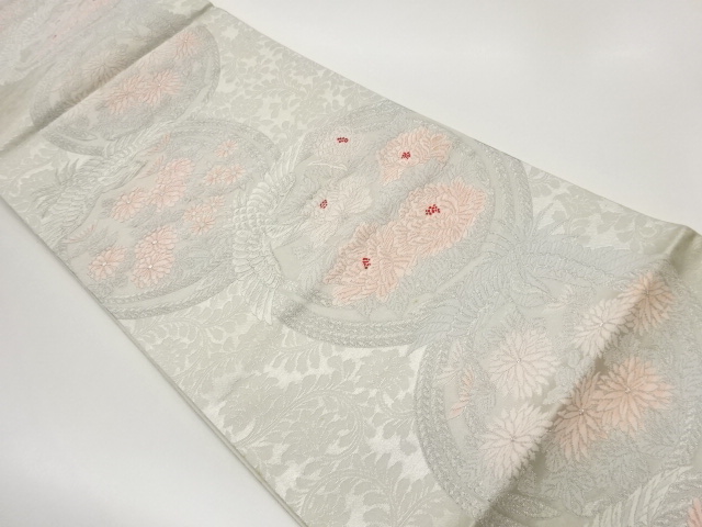 JAPANESE FUKURO OBI / WOVEN FLOWER & BIRD